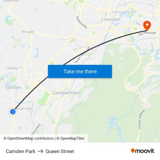 Camden Park to Queen Street map