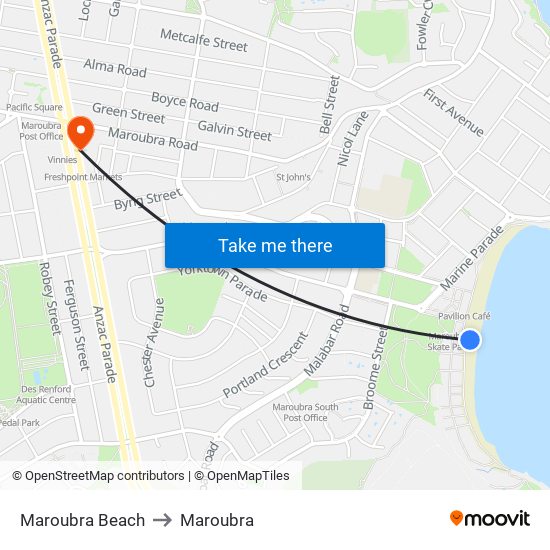 Maroubra Beach to Maroubra map