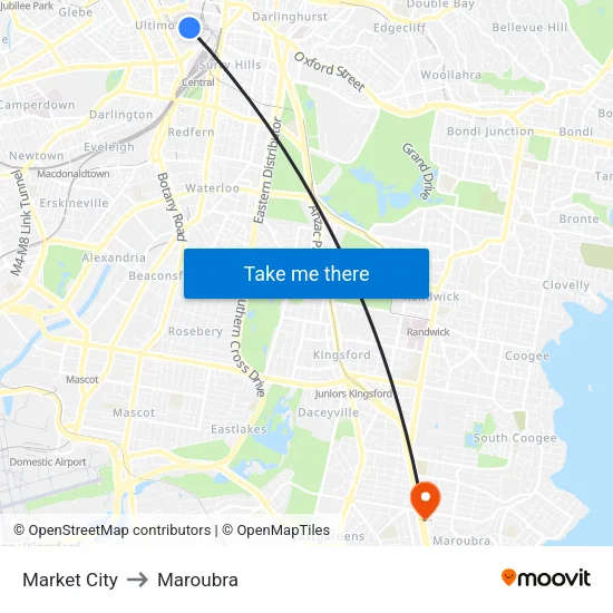 Market City to Maroubra map
