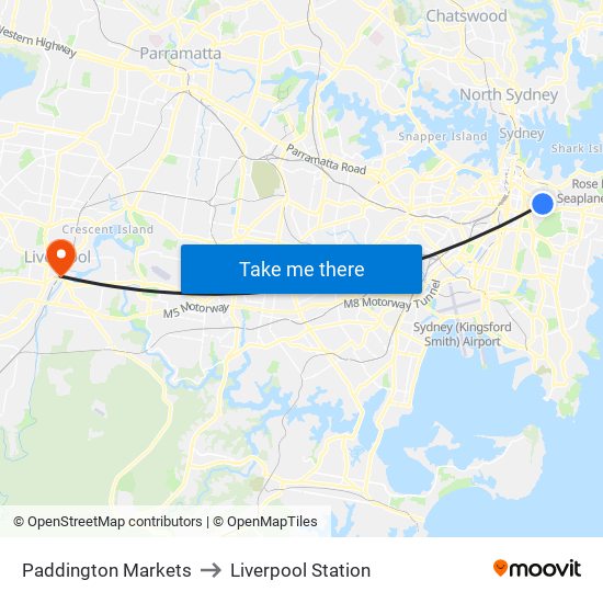 Paddington Markets to Liverpool Station map