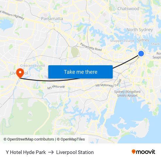 Y Hotel Hyde Park to Liverpool Station map