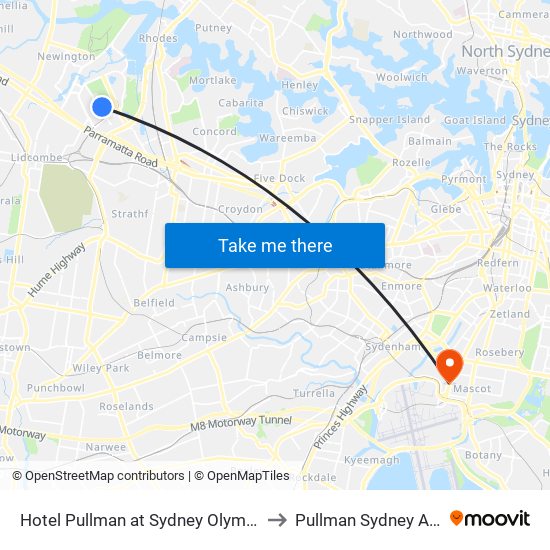 Hotel Pullman at Sydney Olympic Park to Pullman Sydney Airport map