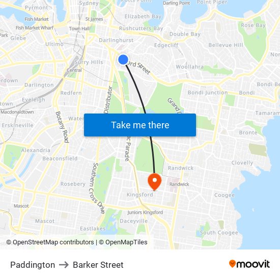 Paddington to Barker Street map