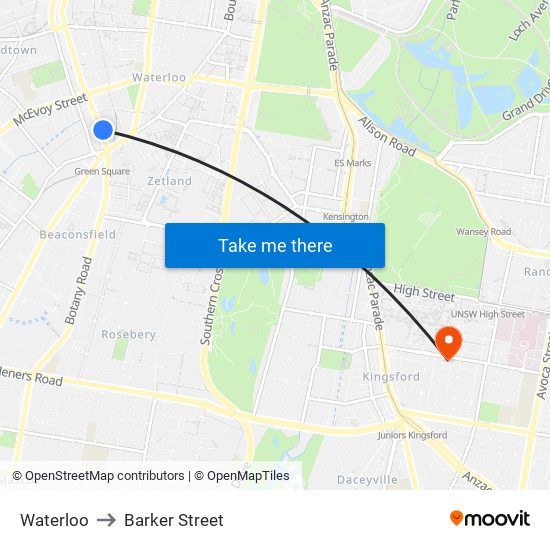 Waterloo to Barker Street map