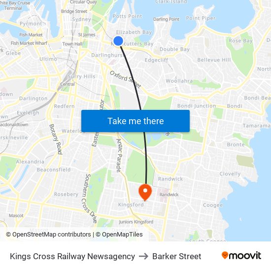 Kings Cross Railway Newsagency to Barker Street map
