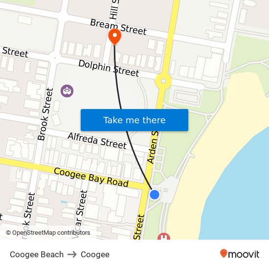 Coogee Beach to Coogee map