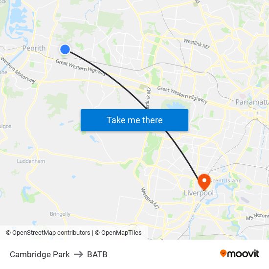 Cambridge Park to BATB map