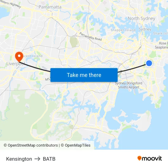 Kensington to BATB map