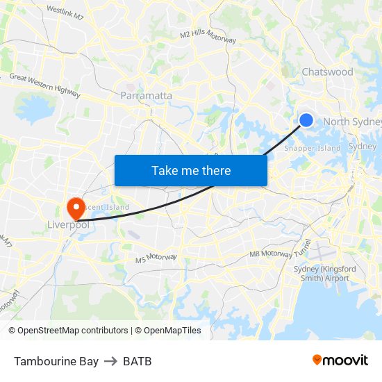 Tambourine Bay to BATB map
