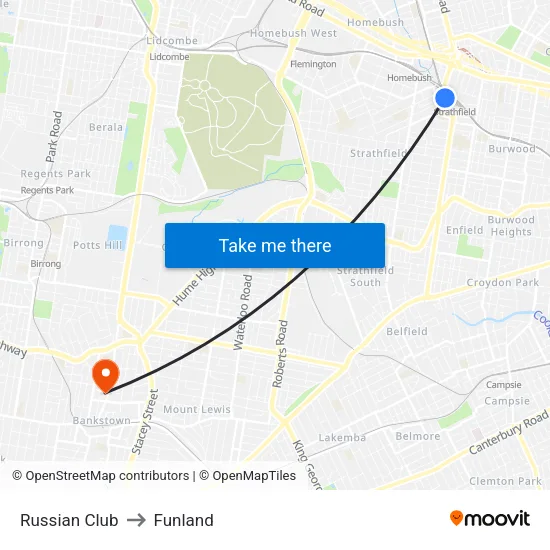 Russian Club to Funland map