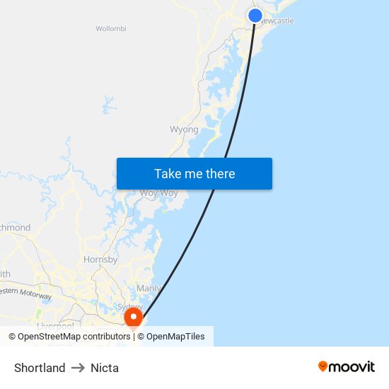 Shortland to Nicta map