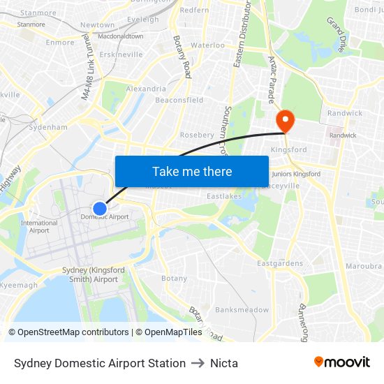 Sydney Domestic Airport Station to Nicta map