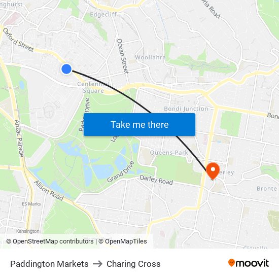 Paddington Markets to Charing Cross map