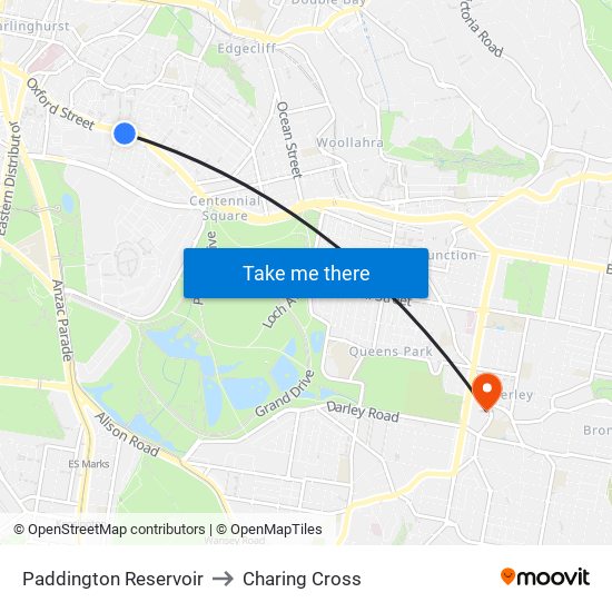 Paddington Reservoir to Charing Cross map