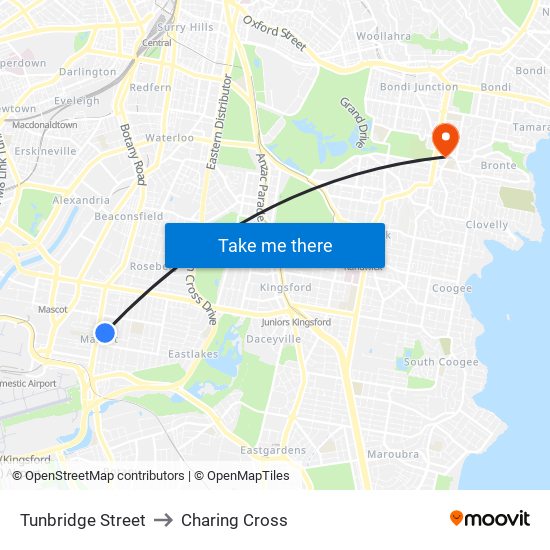 Tunbridge Street to Charing Cross map