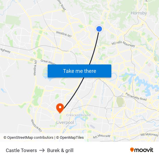 Castle Towers to Burek & grill map