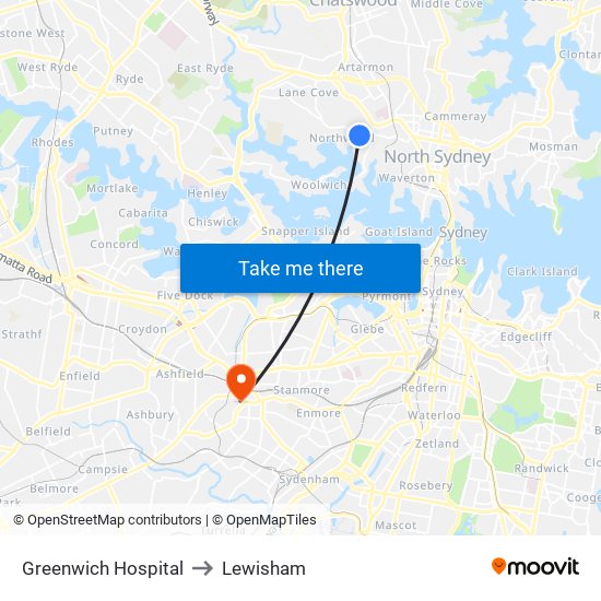 Greenwich Hospital to Lewisham map