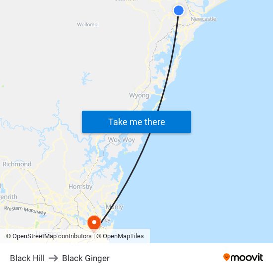 Black Hill to Black Ginger map