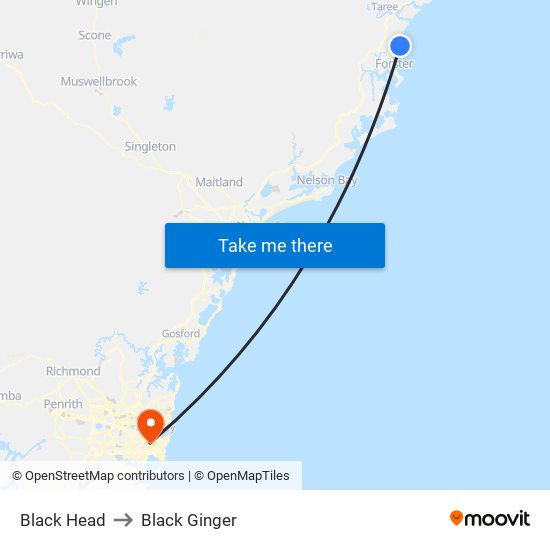 Black Head to Black Ginger map