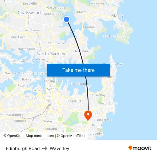 Edinburgh Road to Waverley map