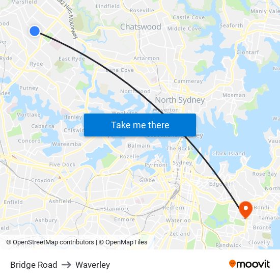 Bridge Road to Waverley map