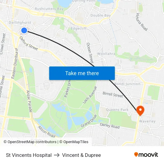 St Vincents Hospital to Vincent & Dupree map