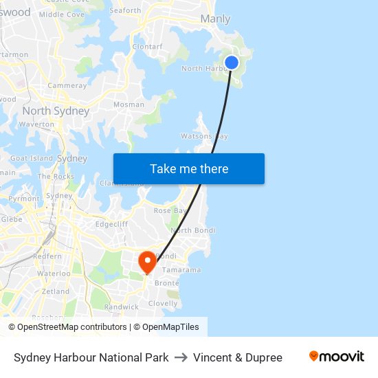 Sydney Harbour National Park to Vincent & Dupree map