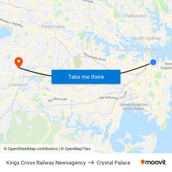 Kings Cross Railway Newsagency to Crystal Palace map