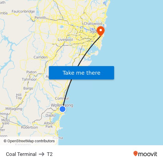 Coal Terminal to T2 map