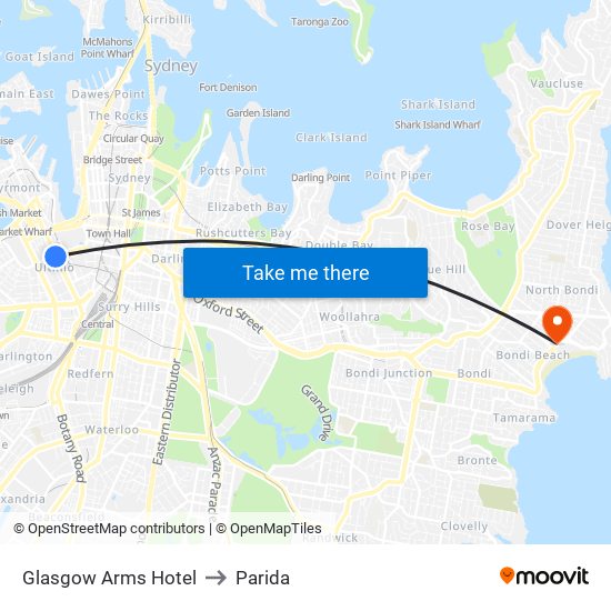 Glasgow Arms Hotel to Parida map