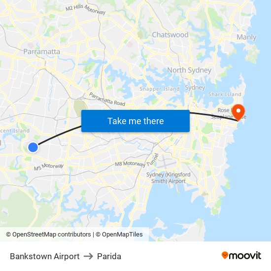 Bankstown Airport to Parida map