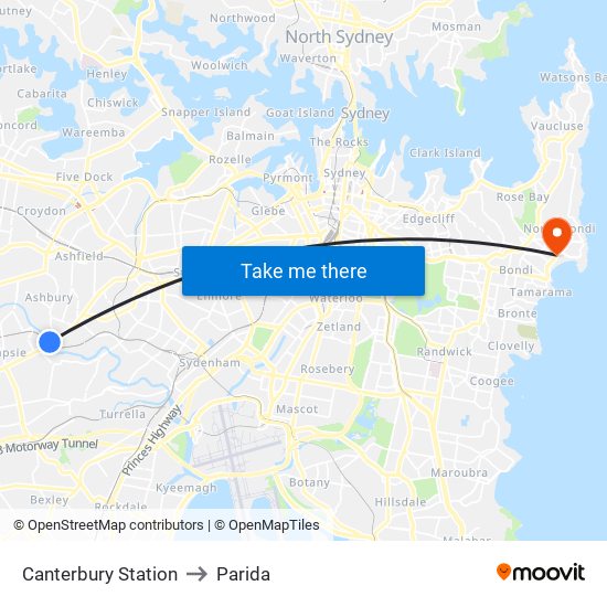 Canterbury Station to Parida map