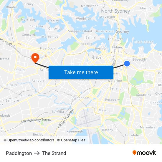 Paddington to The Strand map