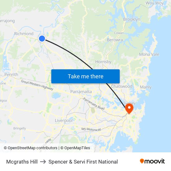 Mcgraths Hill to Spencer & Servi First National map