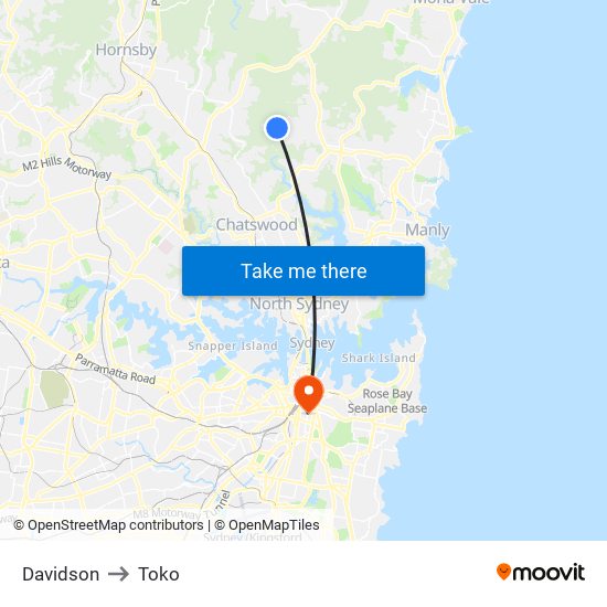 Davidson to Toko map