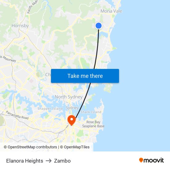 Elanora Heights to Zambo map