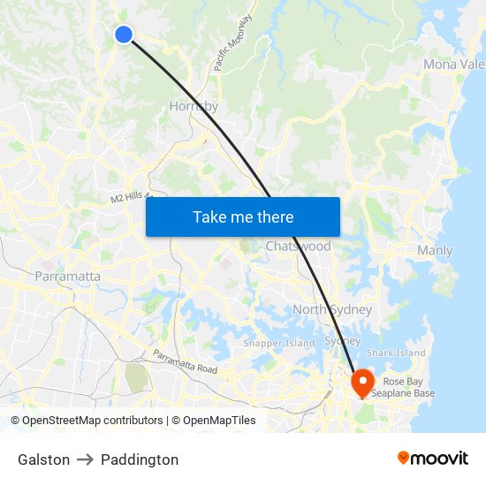 Galston to Paddington map