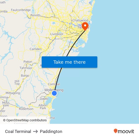 Coal Terminal to Paddington map