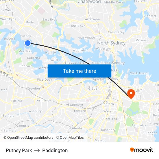 Putney Park to Paddington map