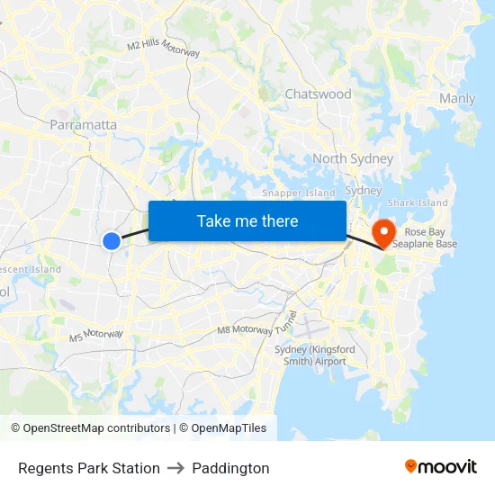 Regents Park Station to Paddington map