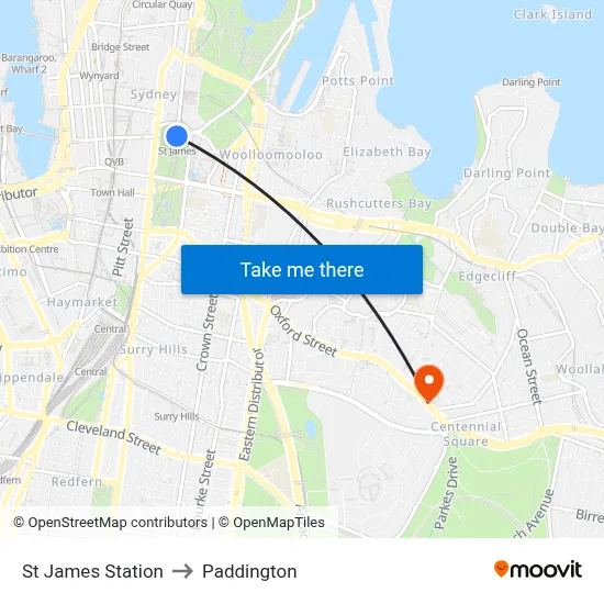 St James Station to Paddington map