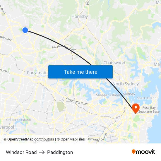 Windsor Road to Paddington map