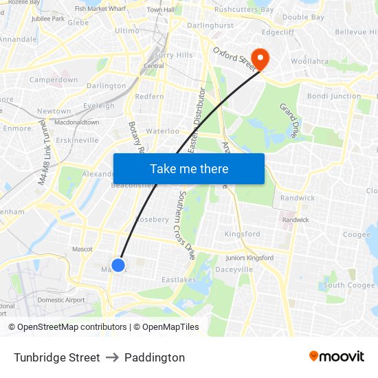 Tunbridge Street to Paddington map