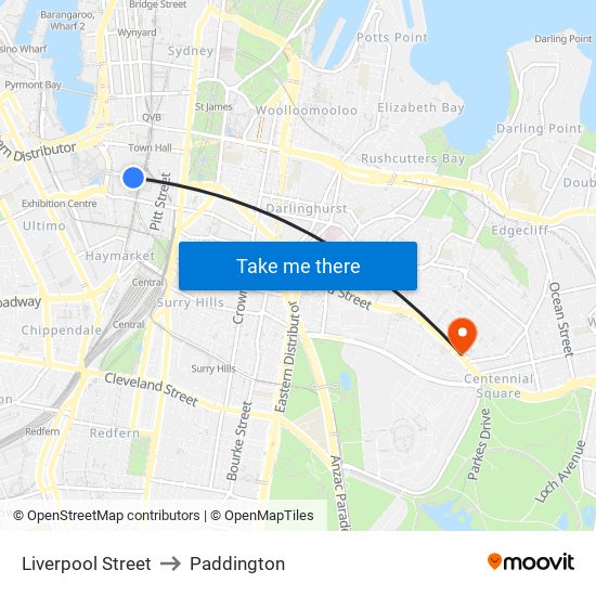 Liverpool Street to Paddington map