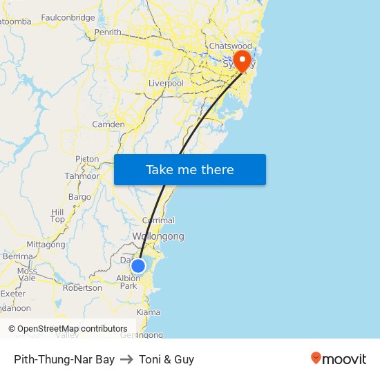 Pith-Thung-Nar Bay to Toni & Guy map