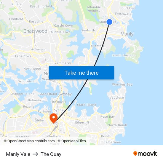 Manly Vale to The Quay map