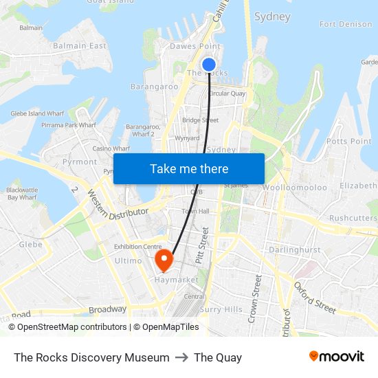The Rocks Discovery Museum to The Quay map