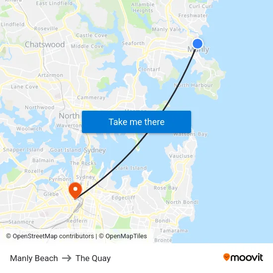 Manly Beach to The Quay map