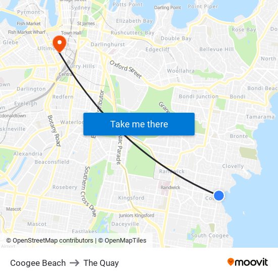 Coogee Beach to The Quay map