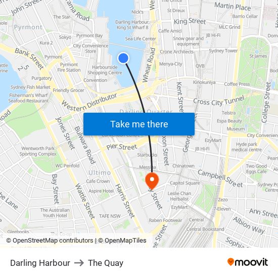 Darling Harbour to The Quay map